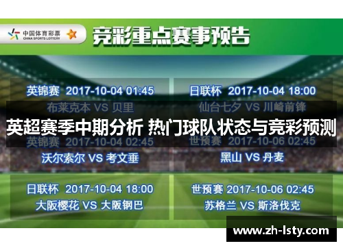 英超赛季中期分析 热门球队状态与竞彩预测
